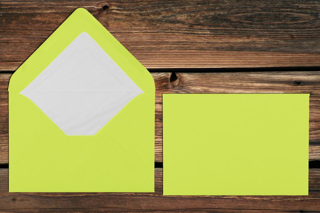 Briefhüllen mit Seidenfutter B6 125x176 mm Nassklebend Maigrün gerippt 100 g/qm